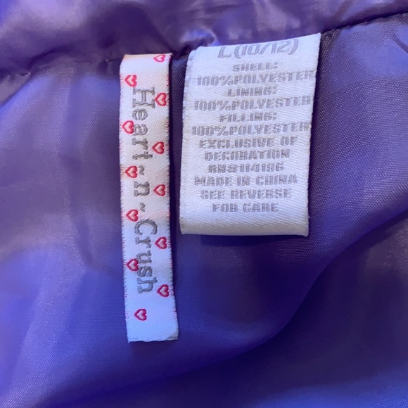 Girl’s Heart-n-Crush Puffer Sequined Vest Large (10/12) - Picture 8 of 14